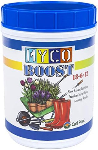 PRE-ORDER ‘Myco Boost’Controlled Release Plant food w/ Mycorrhiza 18-6-12  3lb-Best one for Geraniums with Pre-Order Discount for pick up at Flash Garden #4 5/18/24 11am-3pm.  Lakeway Pre-Order Deadline 5/15/24 or when we run out
