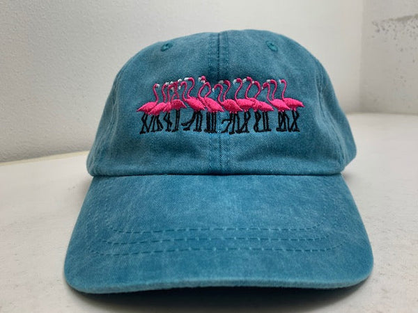 for shipping via USPS infamous flamingos Embroidered Ball Cap - includes Postage and Shipping Envelope