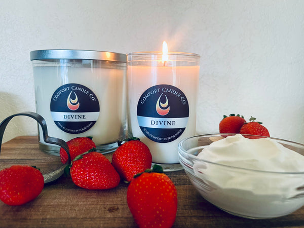 PRE-ORDER Strawber Scented ‘Devine’ Candle-10oz made in Fredericksburg w/ Pre-Order Discount - For Customer pick up at a Flash Garden late Aug/early Sept - will update exact pick up dates soon.