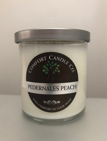 PRE-ORDER   Peach Scented Candle - 10oz Comfort Candle Company - made in Fredericksburg TX for pick up at one of our Flash Garden Locations (use the pull down menu to Choose your pick up location)