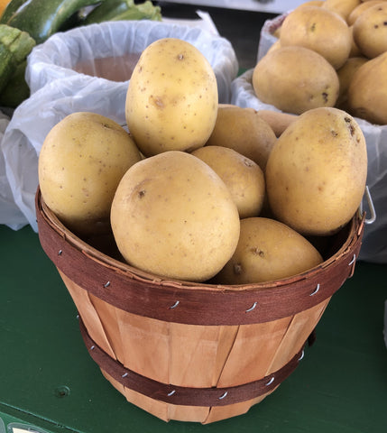 PRE-ORDER  1/8peck  East Texas Little White New Potatoes (cute little wooden display baskets sold separately) *** use pull down menu to choose your pick up location